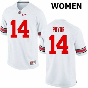 NCAA Ohio State Buckeyes Women's #14 Isaiah Pryor White Nike Football College Jersey VZY2245KJ